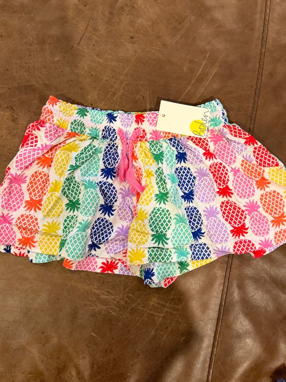 Mini Boden Girls Rainbow Pineapple Skirt Shorts